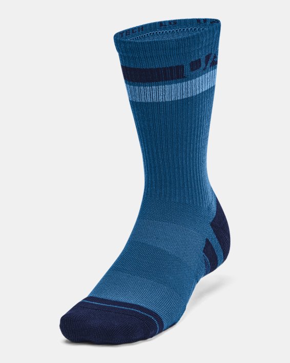 Unisex UA Performance Tech 3-Pack Crew Socks in Blue image number 1